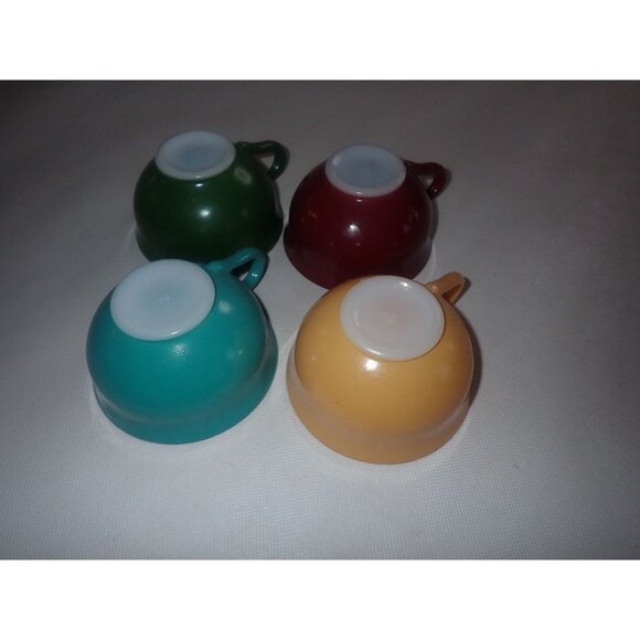 Vintage Hazel Atlas Ovide Platonite Moderntone Tea Cup Lot red teal yellow green - Picture 7 of 12